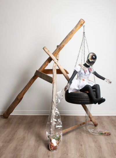 Poppie on a swing by Angelique Bougaard, contemporary African artwork