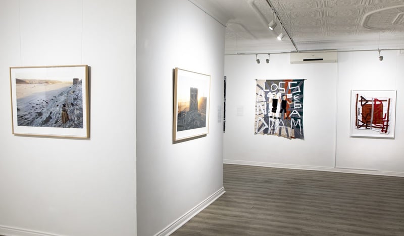 Guns and Rain gallery installation view with artworks